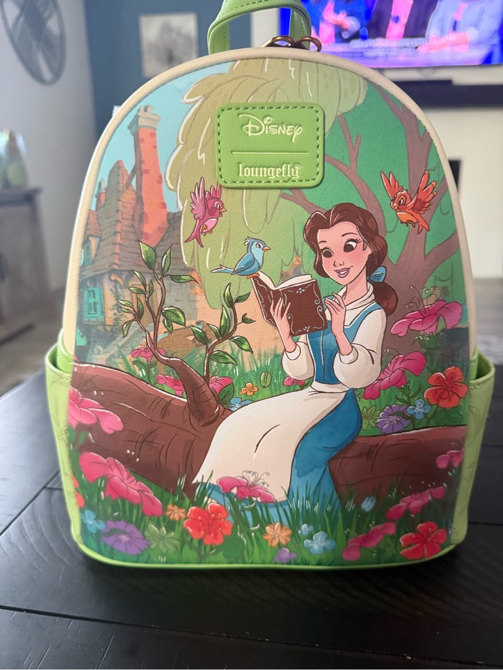 NWT Loungefly Disney Belle Green Floral Mini Backpack